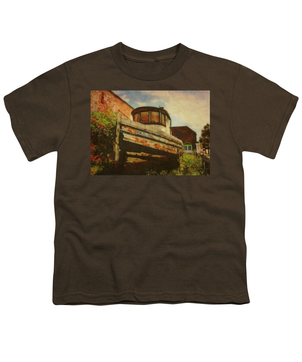 Boat Youth T-Shirt featuring the photograph Boat at Apalachicola by Toni Hopper