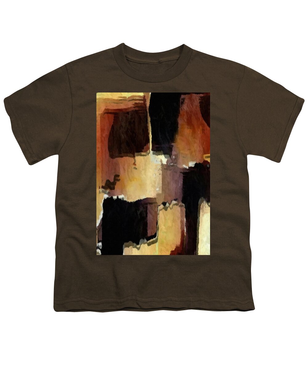 Photograph Youth T-Shirt featuring the digital art Brown Black Block Abstract by Delynn Addams