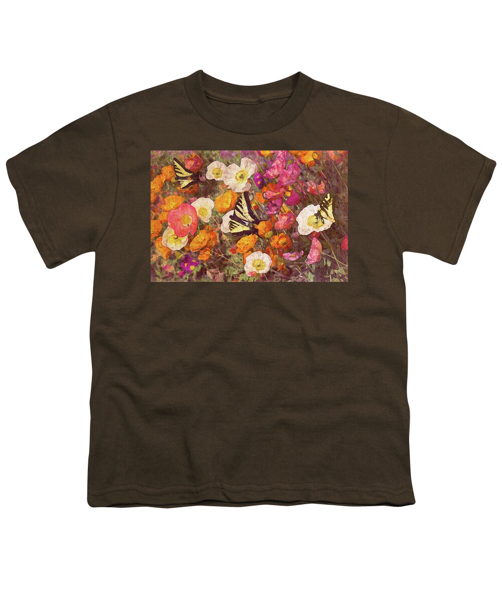 Flowers Youth T-Shirt featuring the photograph Butterflies in the Poppies by Vanessa Thomas