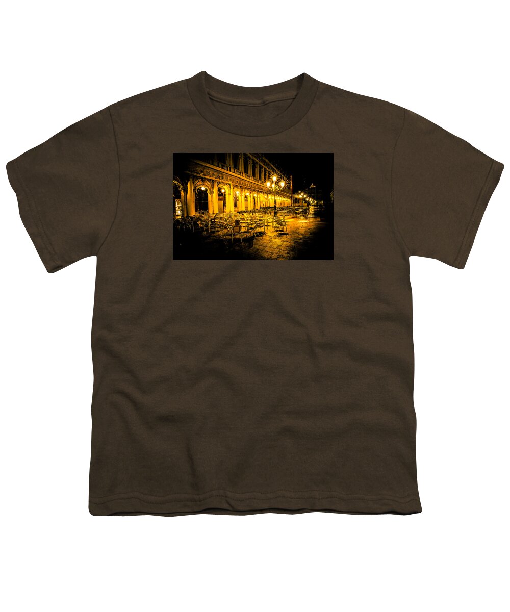 Venice Youth T-Shirt featuring the photograph Cafe in Venice by Lev Kaytsner