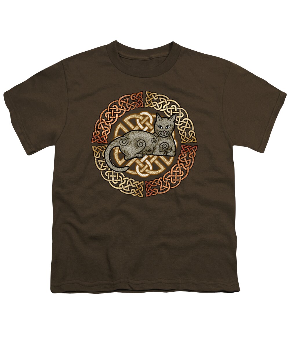 Artoffoxvox Youth T-Shirt featuring the mixed media Celtic Cat by Kristen Fox