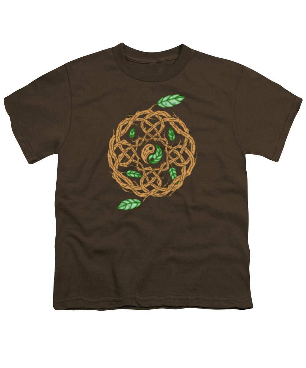Artoffoxvox Youth T-Shirt featuring the mixed media Celtic Nature Yin Yang by Kristen Fox