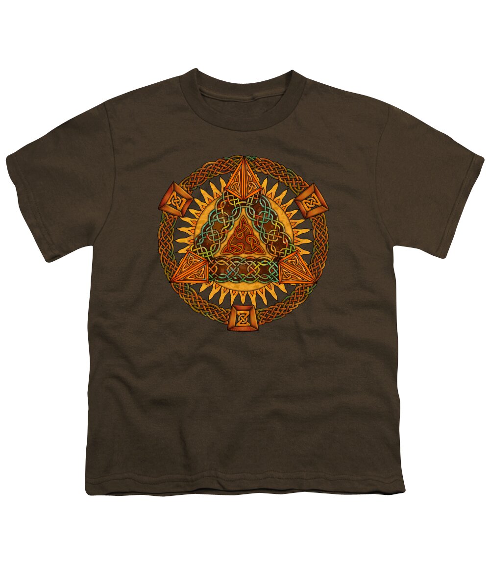 Artoffoxvox Youth T-Shirt featuring the mixed media Celtic Pyramid Mandala by Kristen Fox
