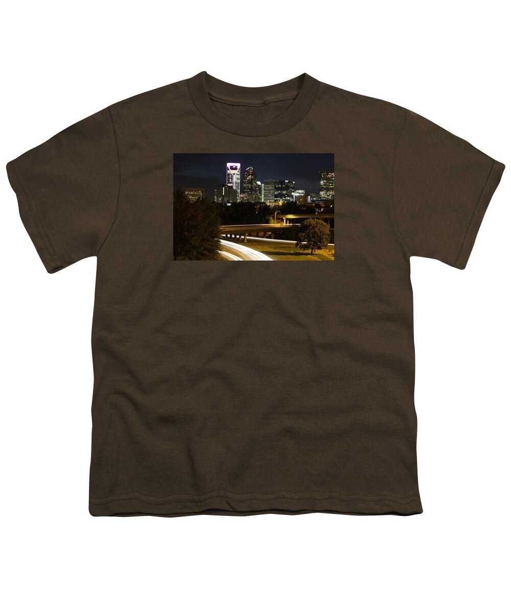 Charlotte; Skyline Youth T-Shirt featuring the photograph Charlotte's Skyline by Demetrai Johnson