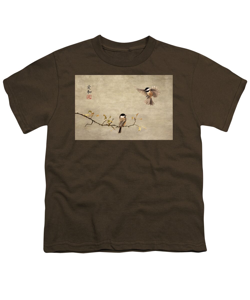 Chickadee Youth T-Shirt featuring the photograph Chickadee Encounter II by Leda Robertson