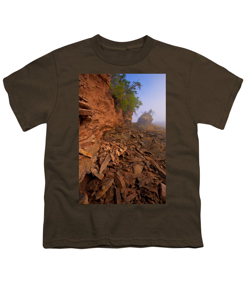 Raven Head Wilderness Youth T-Shirt featuring the photograph Cliff And Seastack At Fitzgibbon Brook by Irwin Barrett