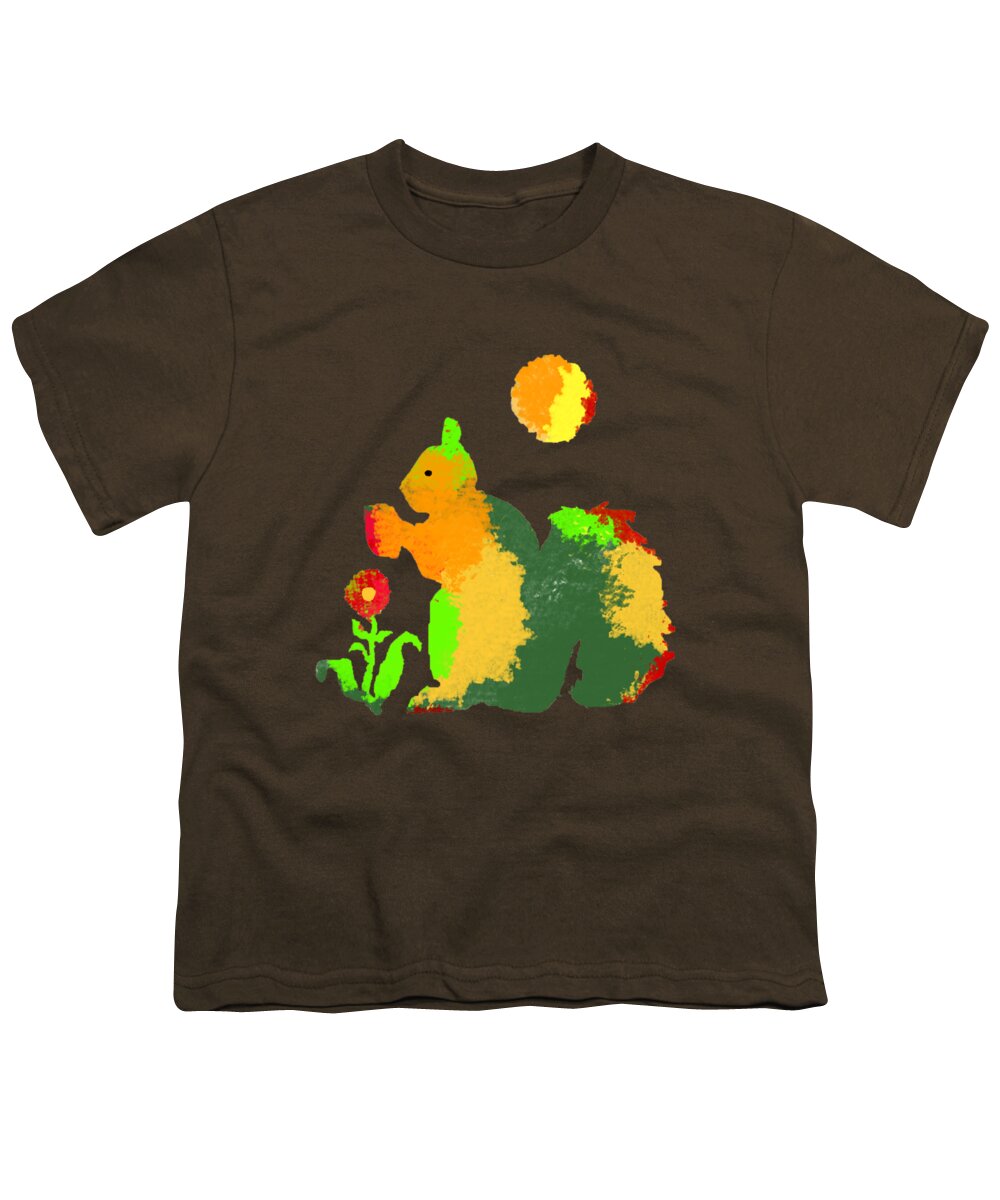 Squirrel Youth T-Shirt featuring the digital art Colorful Squirrel 1 by Holly McGee
