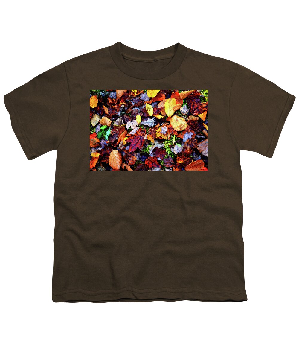Leaves Youth T-Shirt featuring the photograph Colors Of Nature - Fallen Leaves 003 by George Bostian