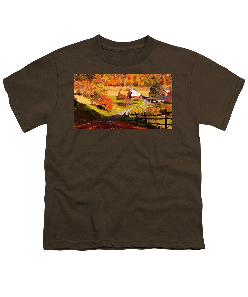 Sleepy Hollow Farm Youth T-Shirt featuring the photograph Coming home in a Vermont autumn by Jeff Folger