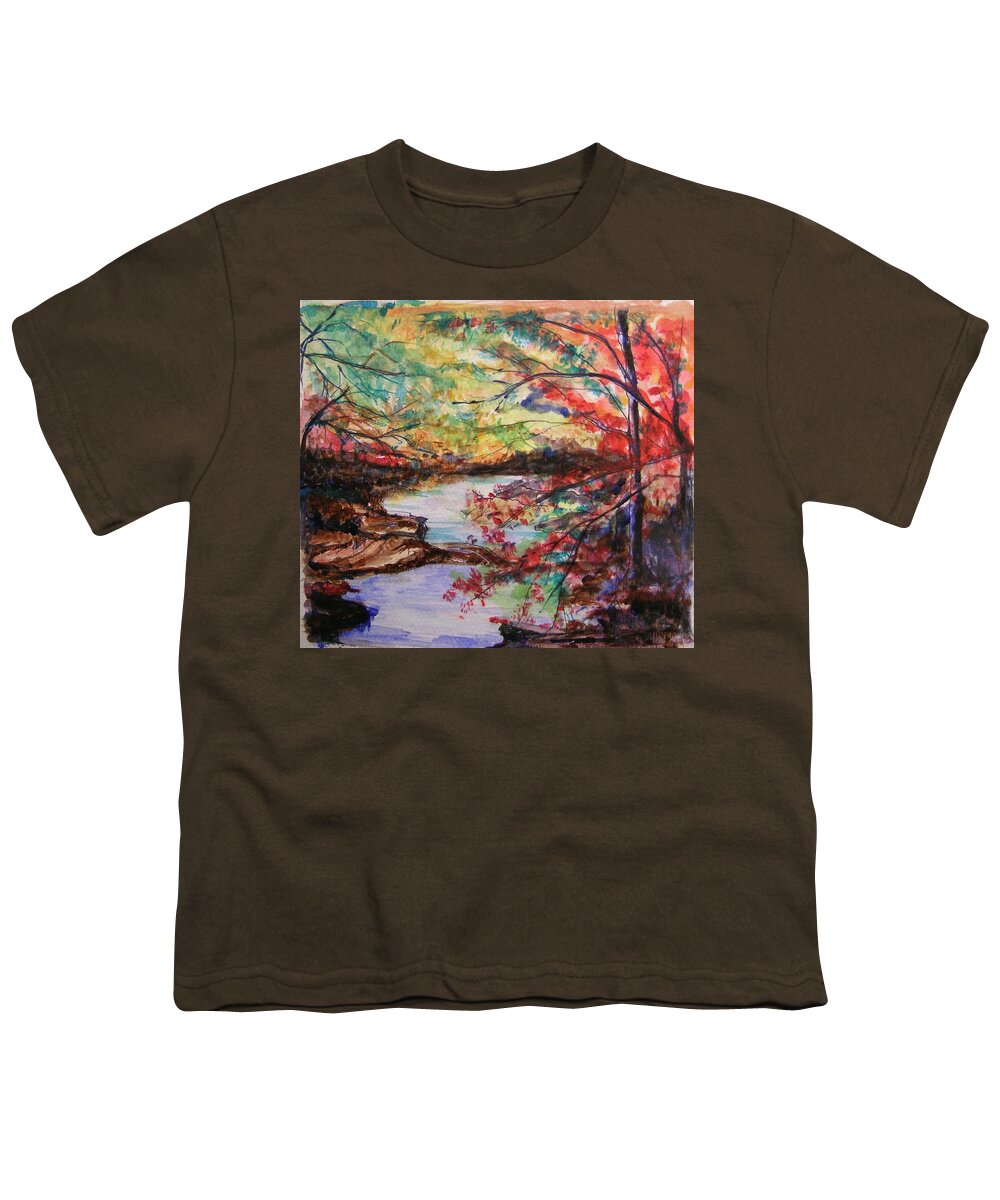 Creek Youth T-Shirt featuring the painting Creek Blue Ridge Mountains by Lizzy Forrester