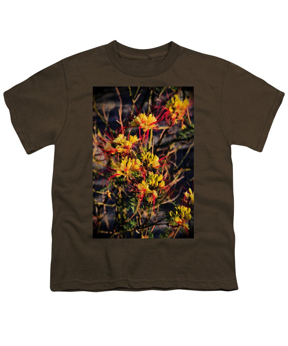 Bonnie Follett Youth T-Shirt featuring the photograph Desert Yellow Bird of Paradise by Bonnie Follett