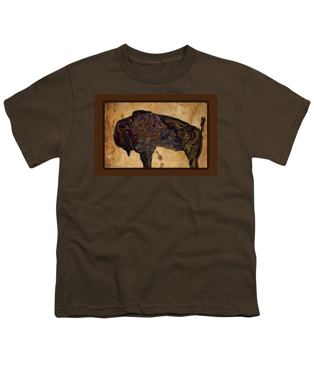 Bison Youth T-Shirt featuring the digital art Montana Bison by Kae Cheatham