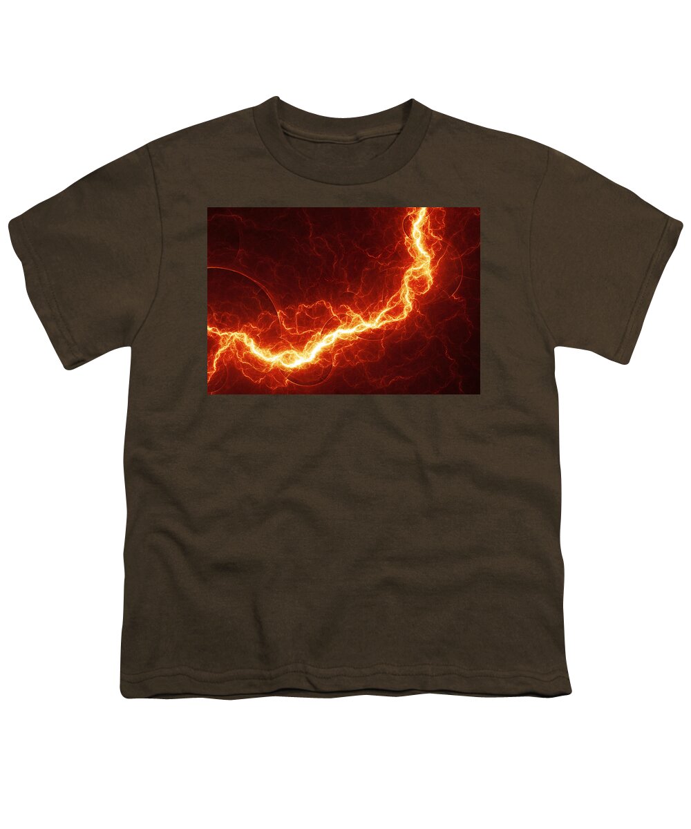 Lightninghot Youth T-Shirt featuring the digital art Fiery lightning by Martin Capek