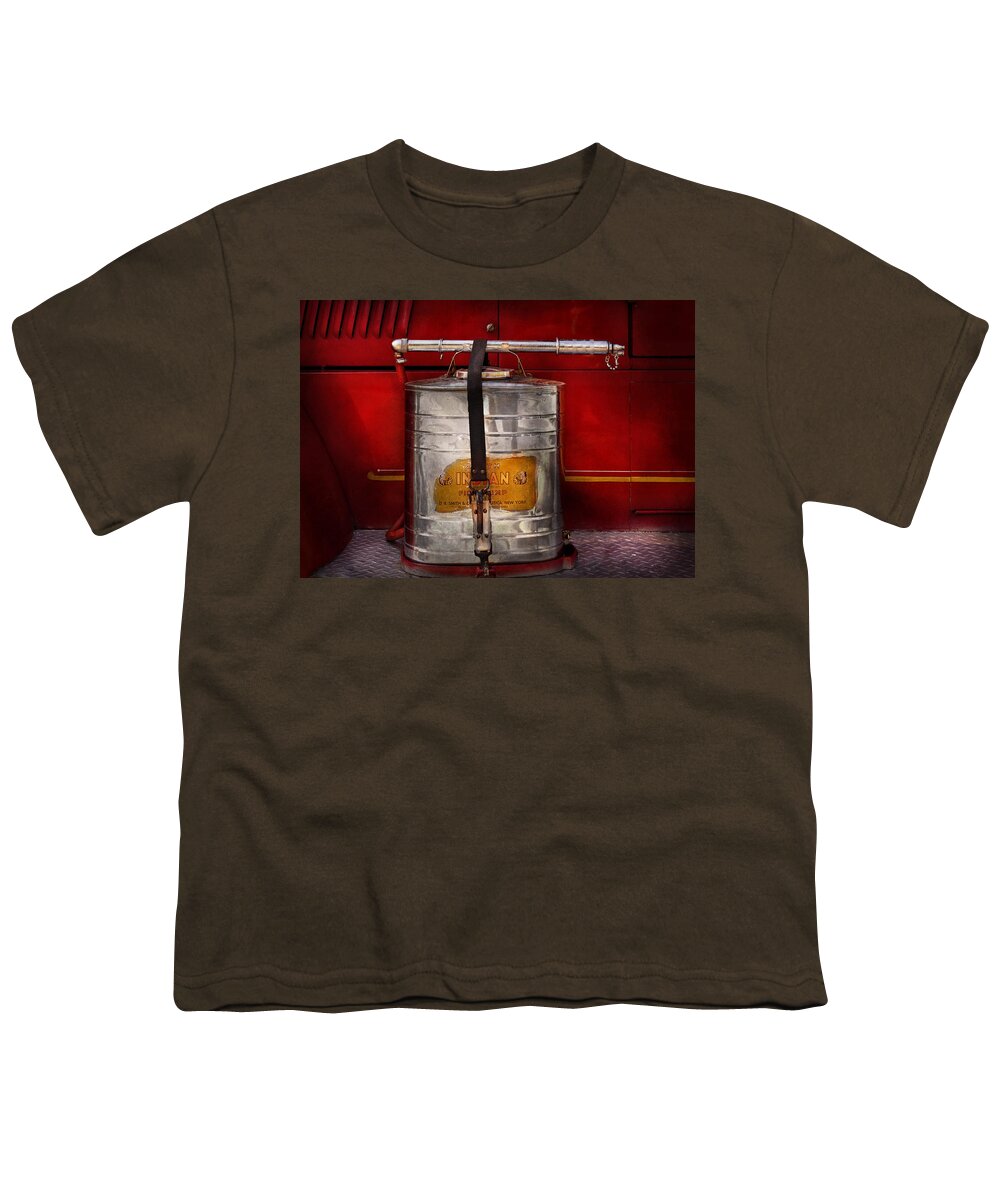 Suburbanscenes Youth T-Shirt featuring the photograph Fireman - Indian Pump by Mike Savad