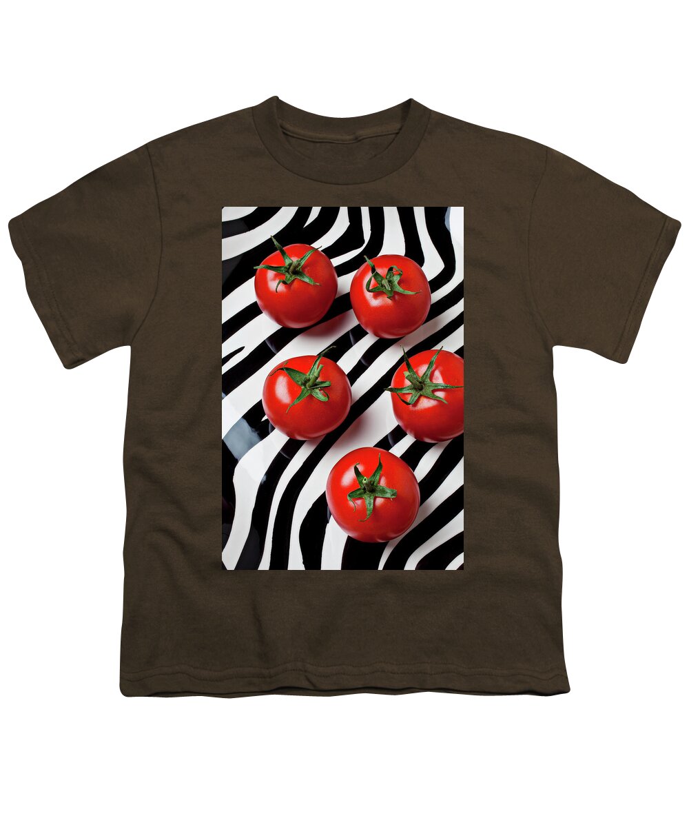Tomato Youth T-Shirt featuring the photograph Five tomatoes by Garry Gay