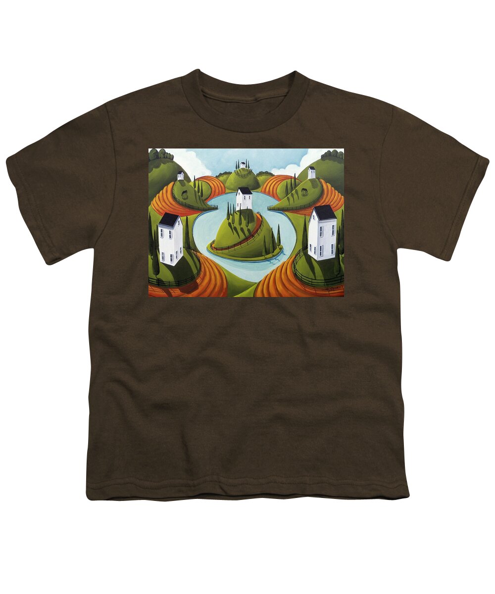 Surreal Youth T-Shirt featuring the painting Floating Hill - surreal country landscape by Debbie Criswell