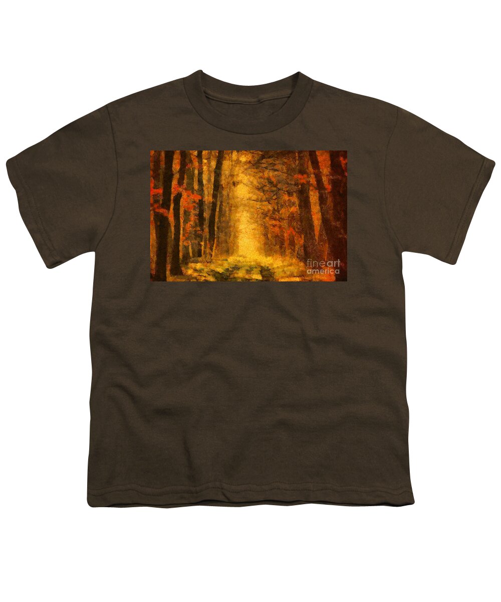 Painting Youth T-Shirt featuring the painting Forest Leaves by Dimitar Hristov