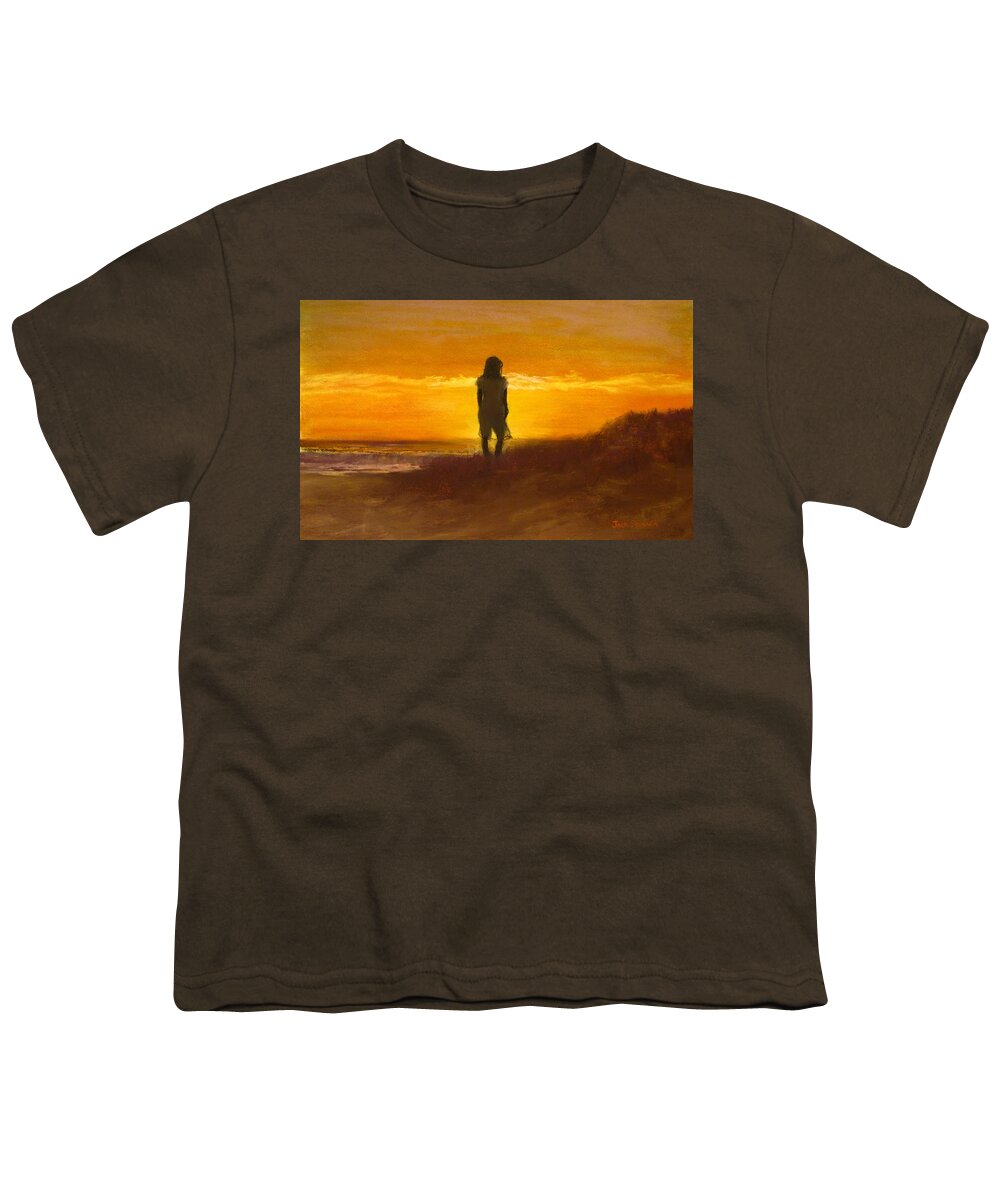Beach Youth T-Shirt featuring the painting Girl on the Dunes by Jack Skinner