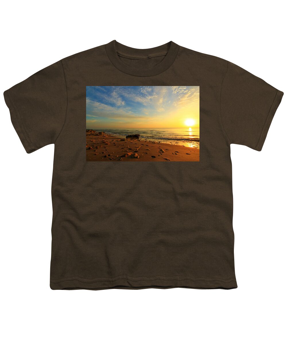 Jupiter Youth T-Shirt featuring the photograph Great Morning at the Beach by Catie Canetti