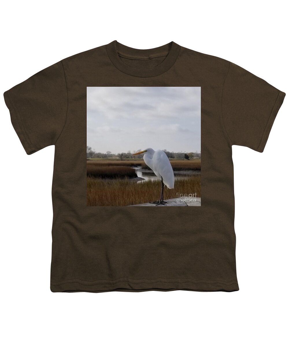 Great Egret Youth T-Shirt featuring the photograph Great White Egret by Amy Regenbogen