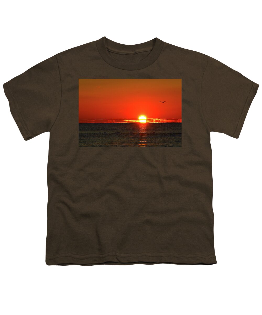 Abstract Youth T-Shirt featuring the digital art Gull At Sunrise Two by Lyle Crump