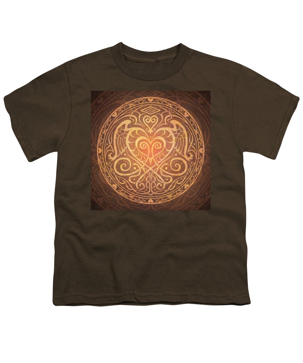 Mandala Youth T-Shirt featuring the digital art Heart of Wisdom Mandala by Cristina McAllister