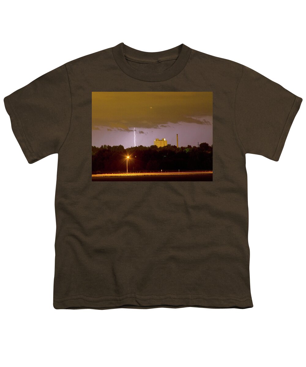 Boulder County Youth T-Shirt featuring the photograph Lightning Bolts Striking in Loveland Colorado by James BO Insogna