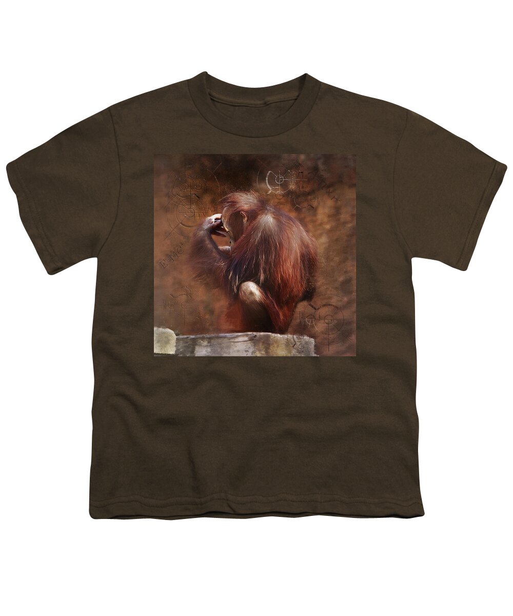 Orangutan Youth T-Shirt featuring the photograph Little Einstein by Sharon Jones