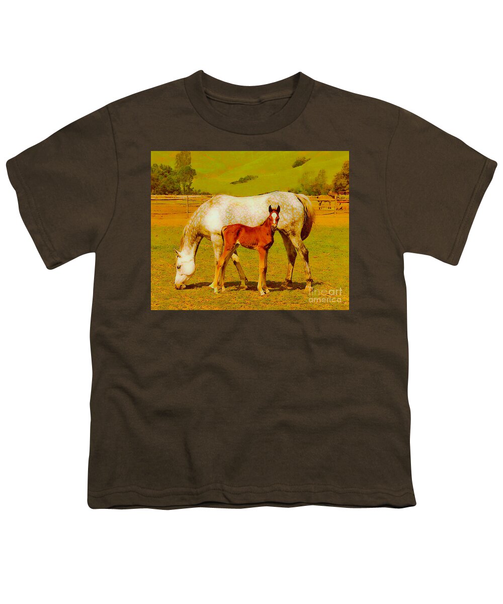 Horse Youth T-Shirt featuring the painting Mom and Me by Joyce Creswell
