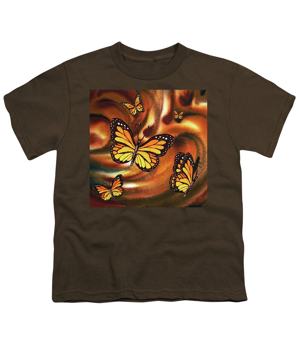 Monarch Butterfly Family Youth T-Shirt featuring the painting Monarch Butterfly Family by Irina Sztukowski