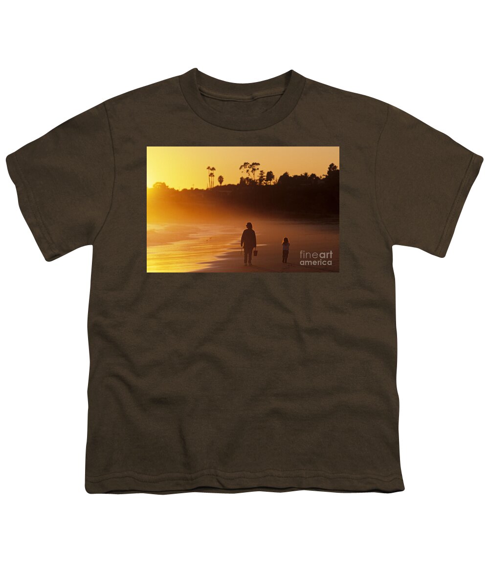 Travel Youth T-Shirt featuring the photograph Mother and Daughter along Beach by Jim Corwin