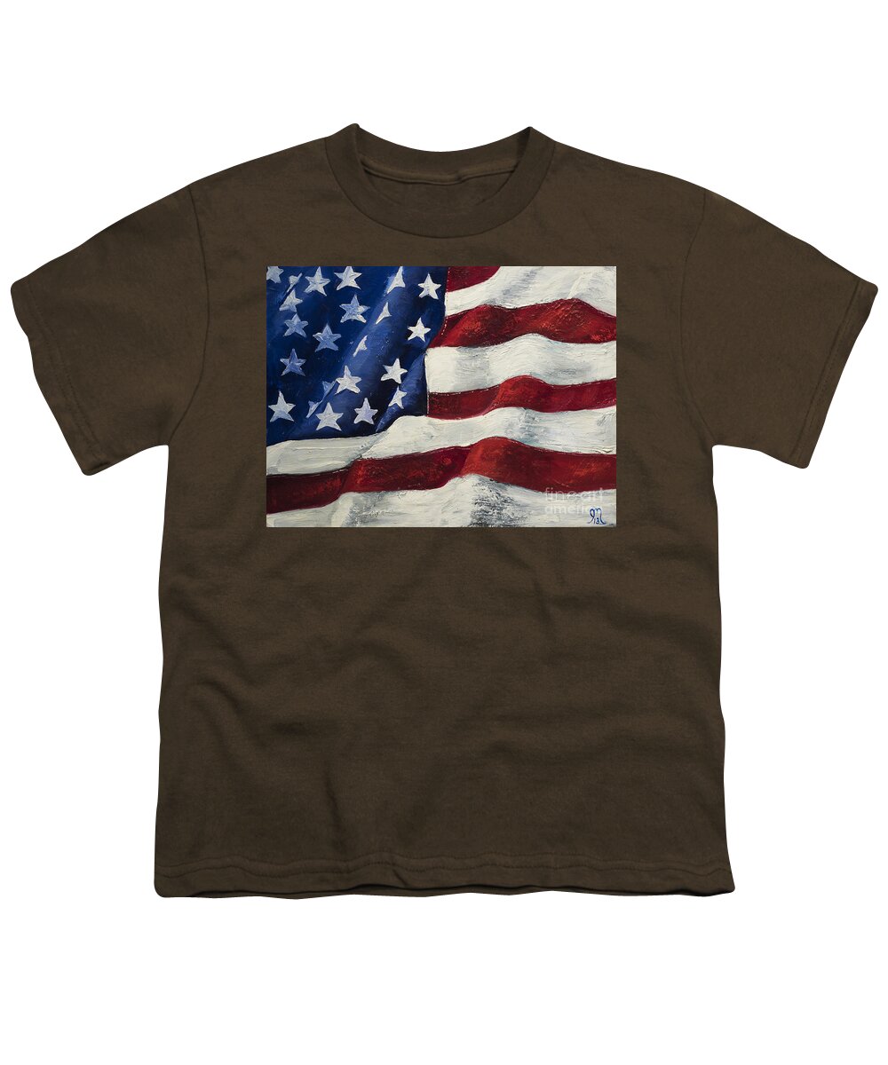 American Flag Youth T-Shirt featuring the painting My Flag by Jodi Monahan