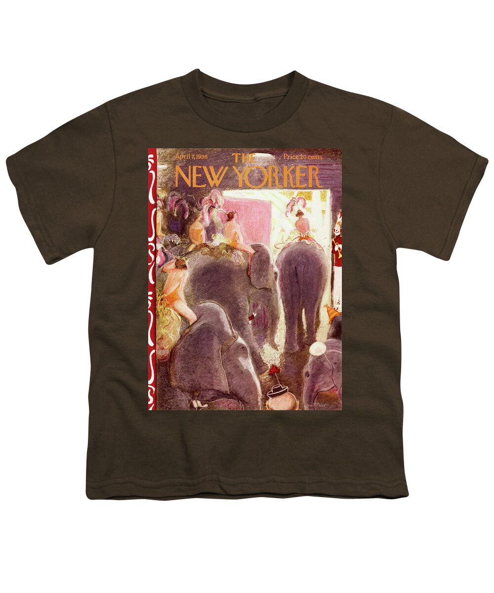 Showgirl Youth T-Shirt featuring the painting New Yorker April 7 1956 by Garrett Price