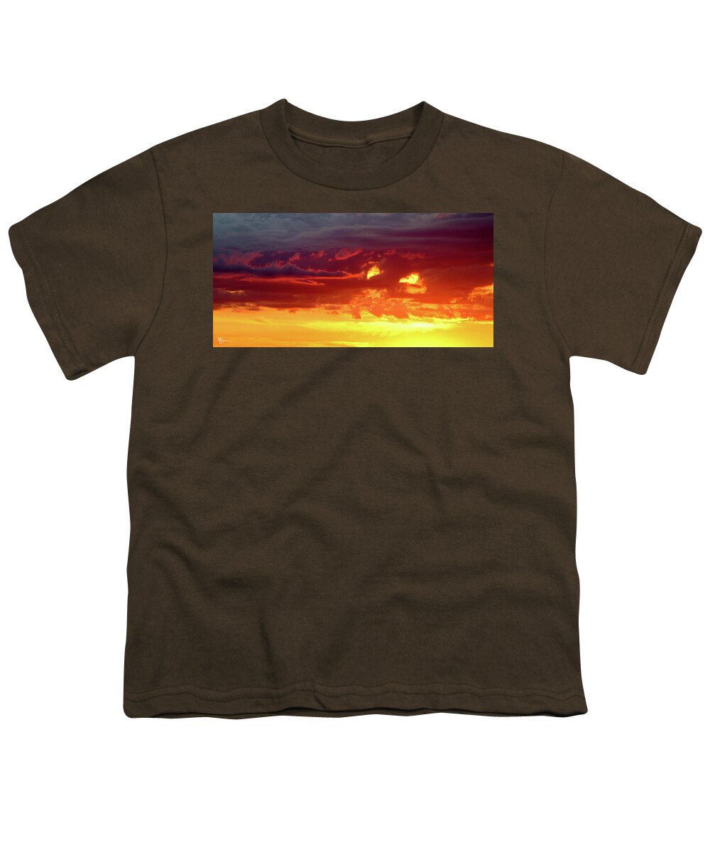 Sunset Youth T-Shirt featuring the photograph Night Sky on Fire by Mary Anne Delgado