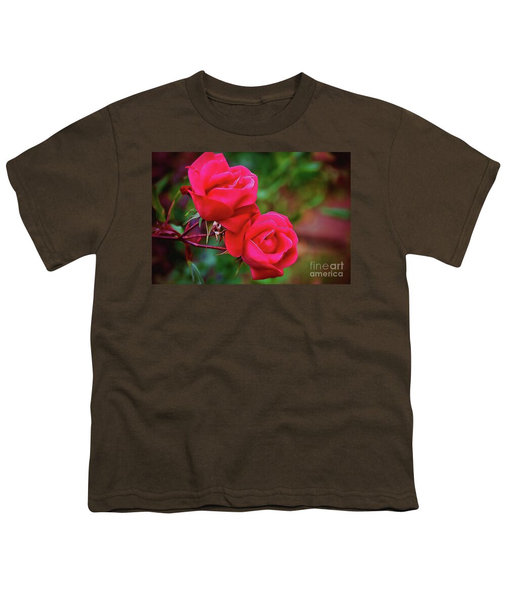 Roses Youth T-Shirt featuring the photograph Notre Roman Poetique by Diana Mary Sharpton