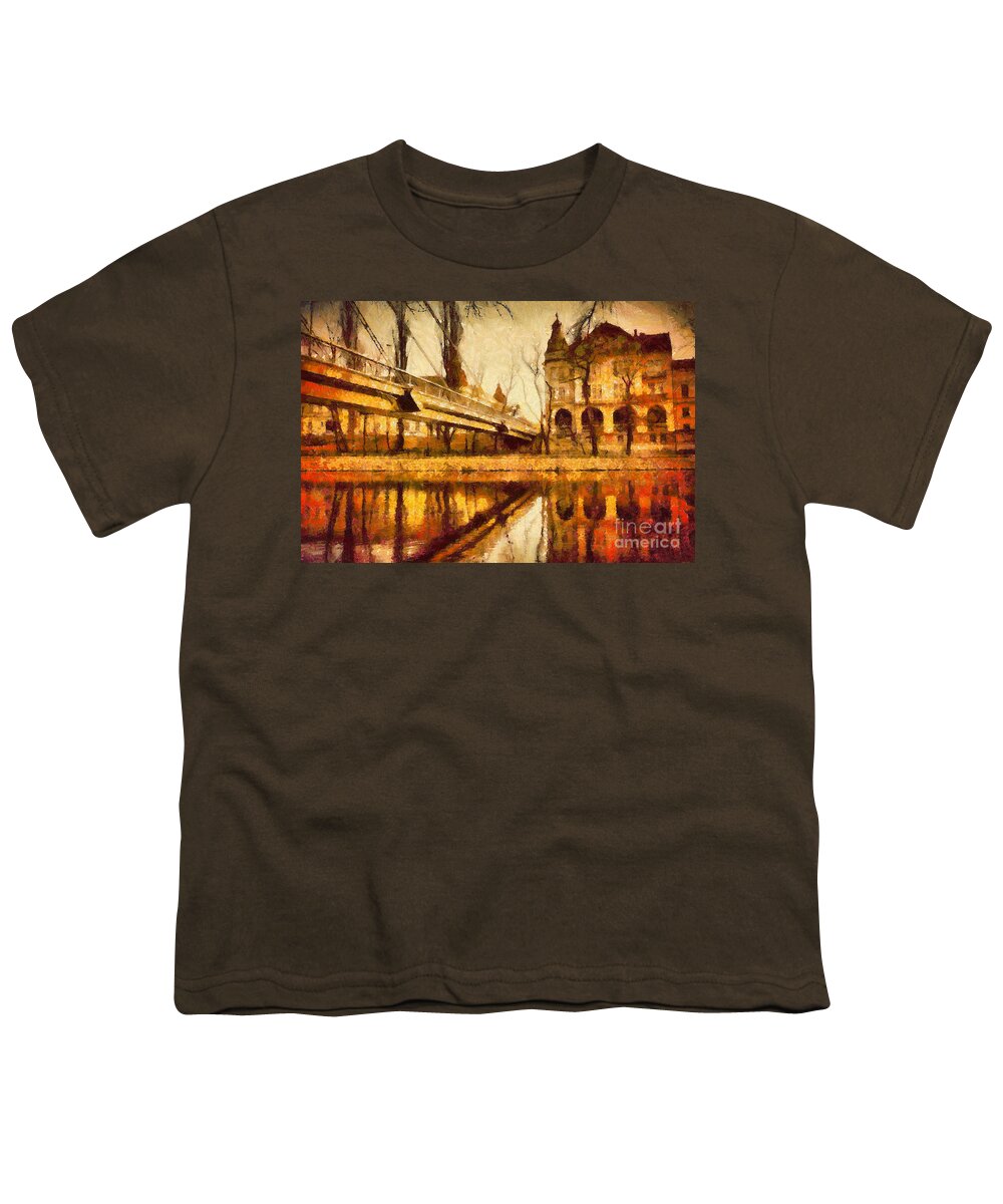 Painting Youth T-Shirt featuring the painting Oradea chris river by Dimitar Hristov