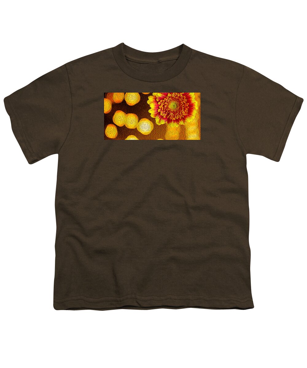 Abstract Youth T-Shirt featuring the photograph Orange and Red Chrysanthemum Oil Painting Art by John Williams