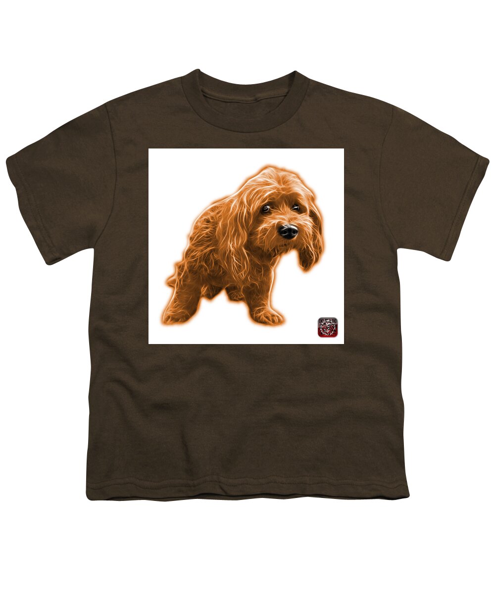 Lhasa Apso Youth T-Shirt featuring the painting Orange Lhasa Apso Pop Art - 5331 - wb by James Ahn
