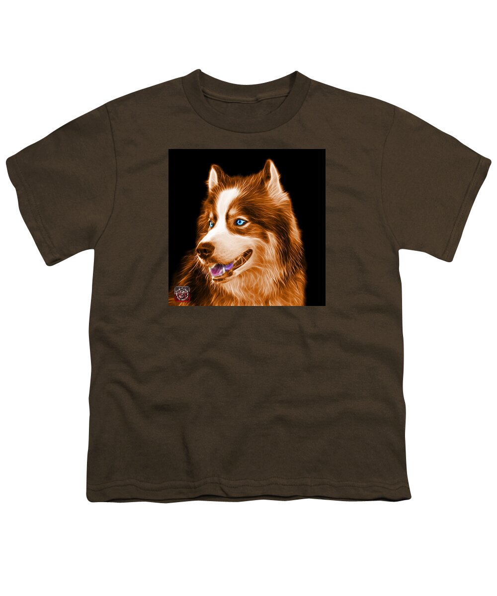 Siberian Husky Youth T-Shirt featuring the painting Orange Modern Siberian Husky Dog Art - 6024 - BB by James Ahn