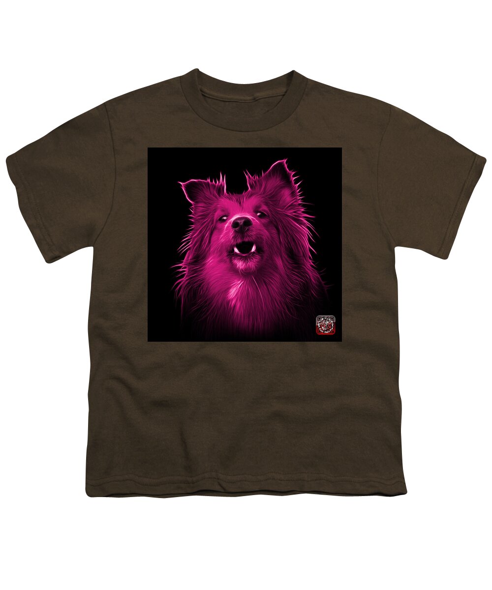 Sheltie Youth T-Shirt featuring the painting Pink Sheltie Dog Art 0207 - BB by James Ahn