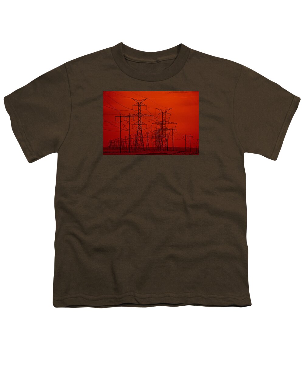 Red Youth T-Shirt featuring the photograph Power Lines by Darcy Dietrich