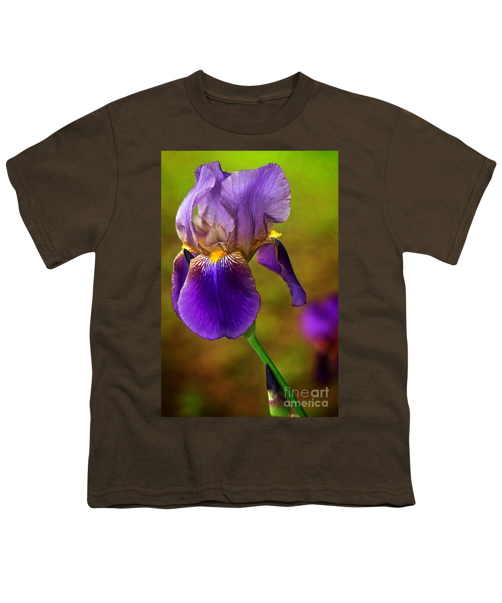 Purple Bearded Iris Print Youth T-Shirt featuring the photograph Purple Bearded Iris Print by Gwen Gibson
