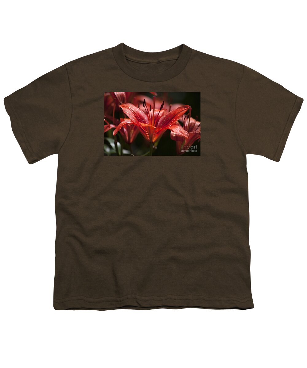 Red Youth T-Shirt featuring the photograph Red Day Lily 20120615_52a by Tina Hopkins