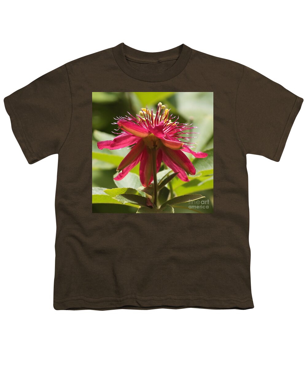Passion Flower Youth T-Shirt featuring the photograph Red Passion Flower by Carol Groenen