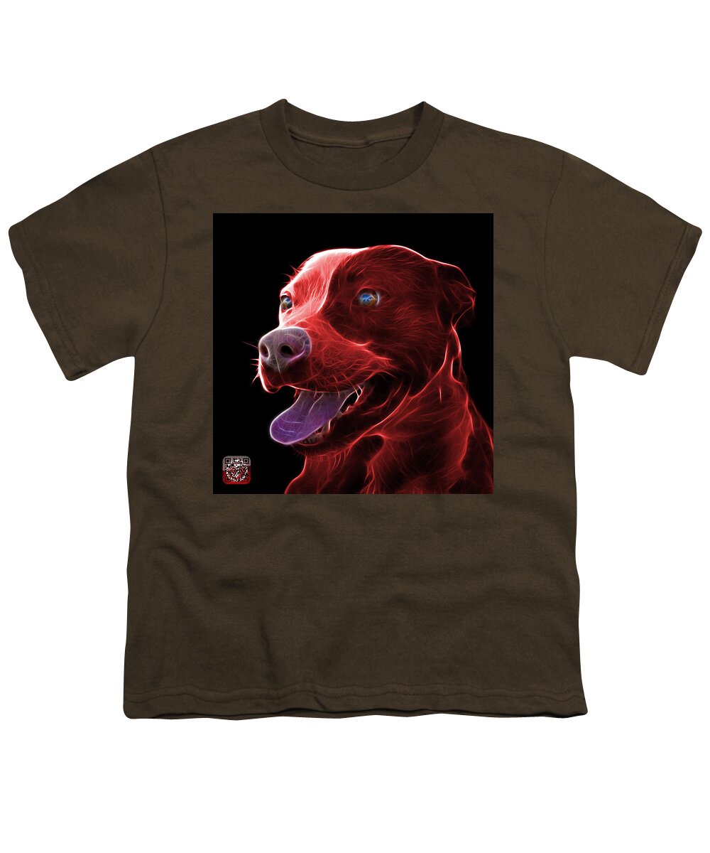 Pit Bull Youth T-Shirt featuring the mixed media Red Pit Bull Fractal Pop Art - 7773 - F - BB by James Ahn