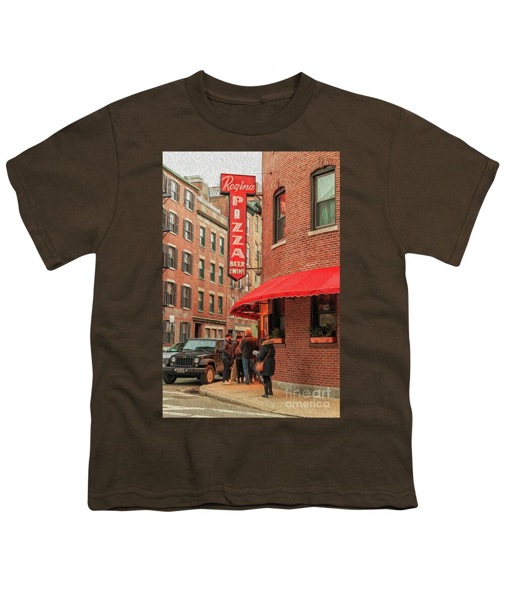 Elizabeth Dow Youth T-Shirt featuring the photograph Regina Pizza It's Worth the Wait by Elizabeth Dow