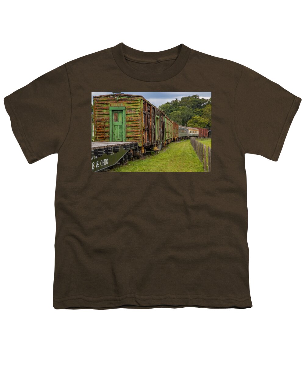 Railroad Youth T-Shirt featuring the photograph Retired Railcars by Kevin Craft