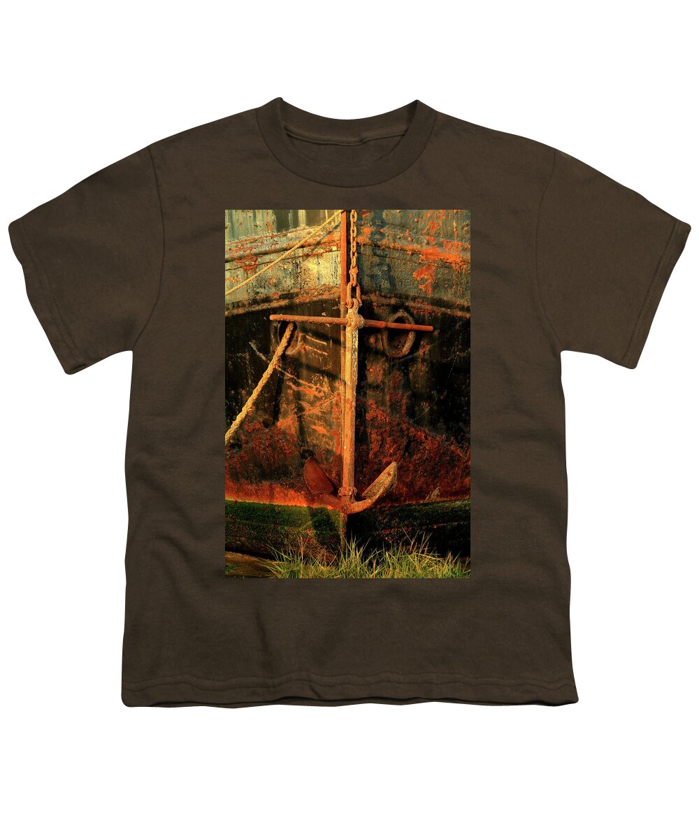 Rusting Anchor Boat Water Youth T-Shirt featuring the photograph Rusting Anchor by Ian Sanders