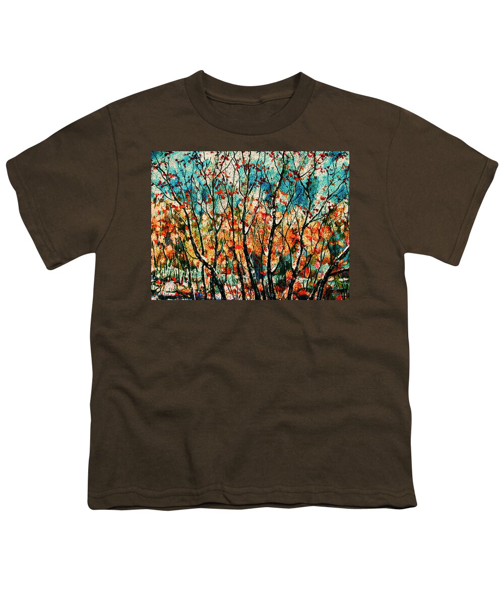Natalie Holland Art Youth T-Shirt featuring the painting Snow In Autumn by Natalie Holland