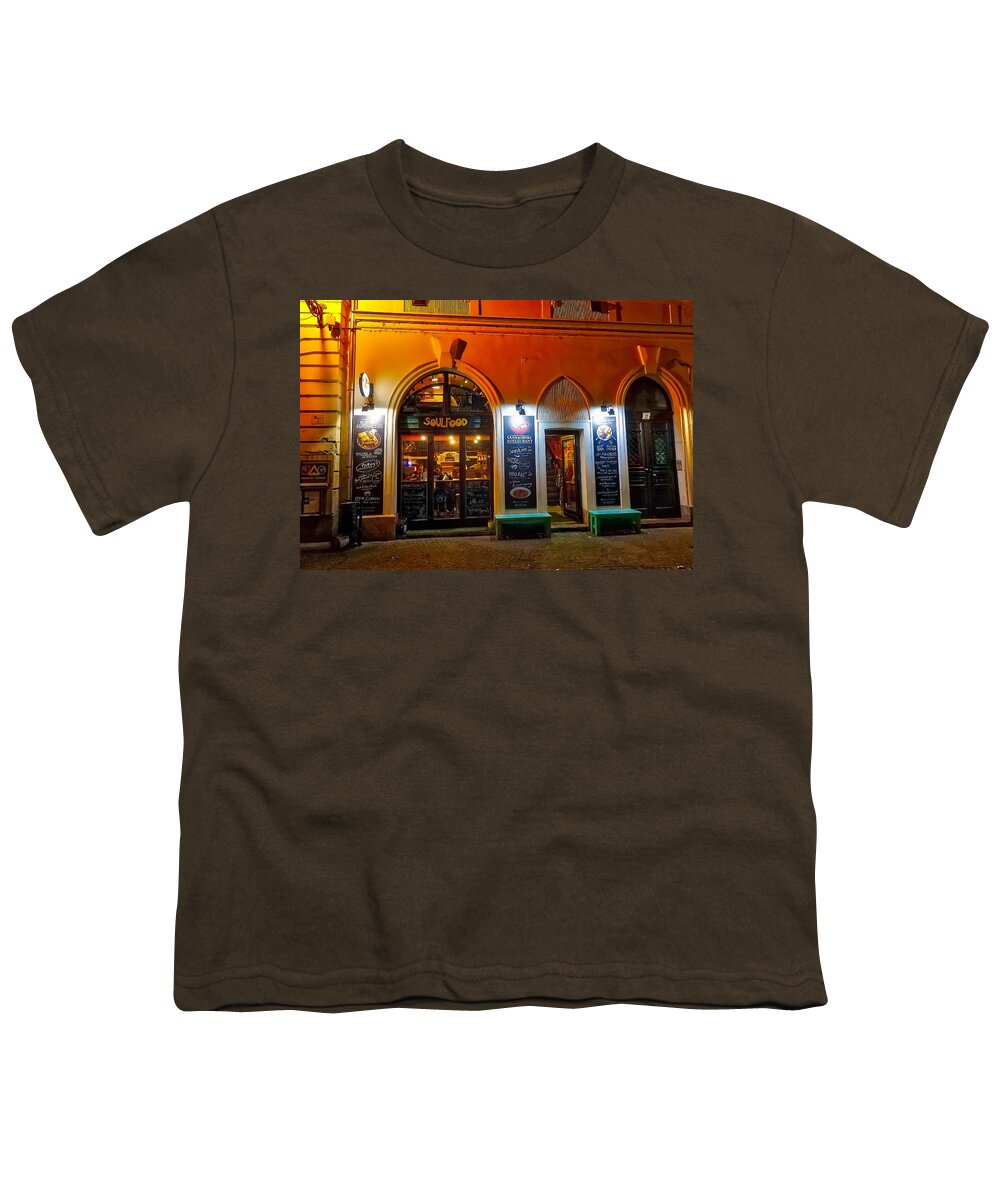 Budapest Youth T-Shirt featuring the photograph Soul Food Restaurant In Budapest, Hungary by Rick Rosenshein